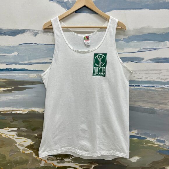 Mens White Tank Top The Club Orlando Tank Top Large White Tank Top Mens Large FL - Picture 1 of 5